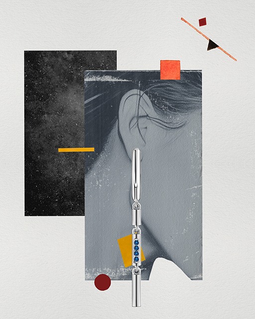 Supreme exhibition artwork with a woman and geometric forms